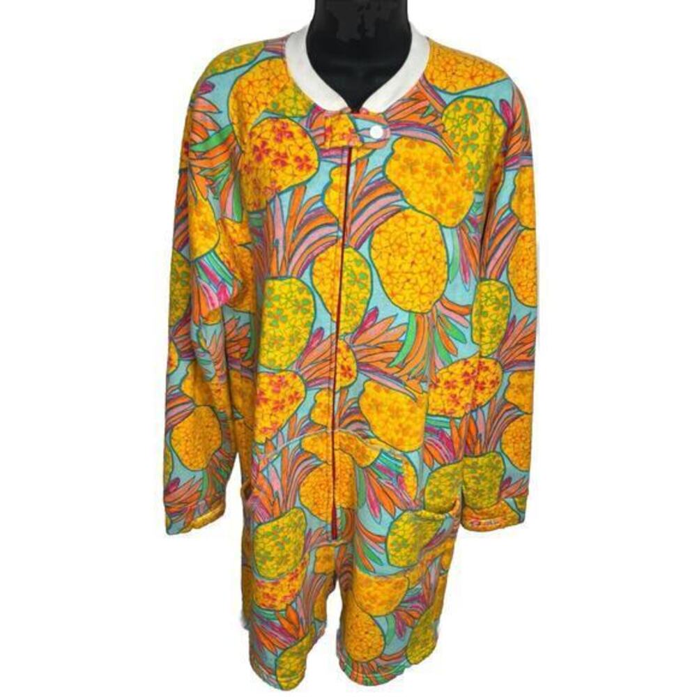 Chubbies 1-Piece Tropical Pineapple Romper Loungewear Zip Up Womens Small